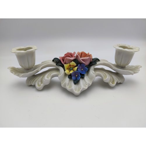 Karl ENS - Gyertyatartó - rózsás, német porcelán (248)